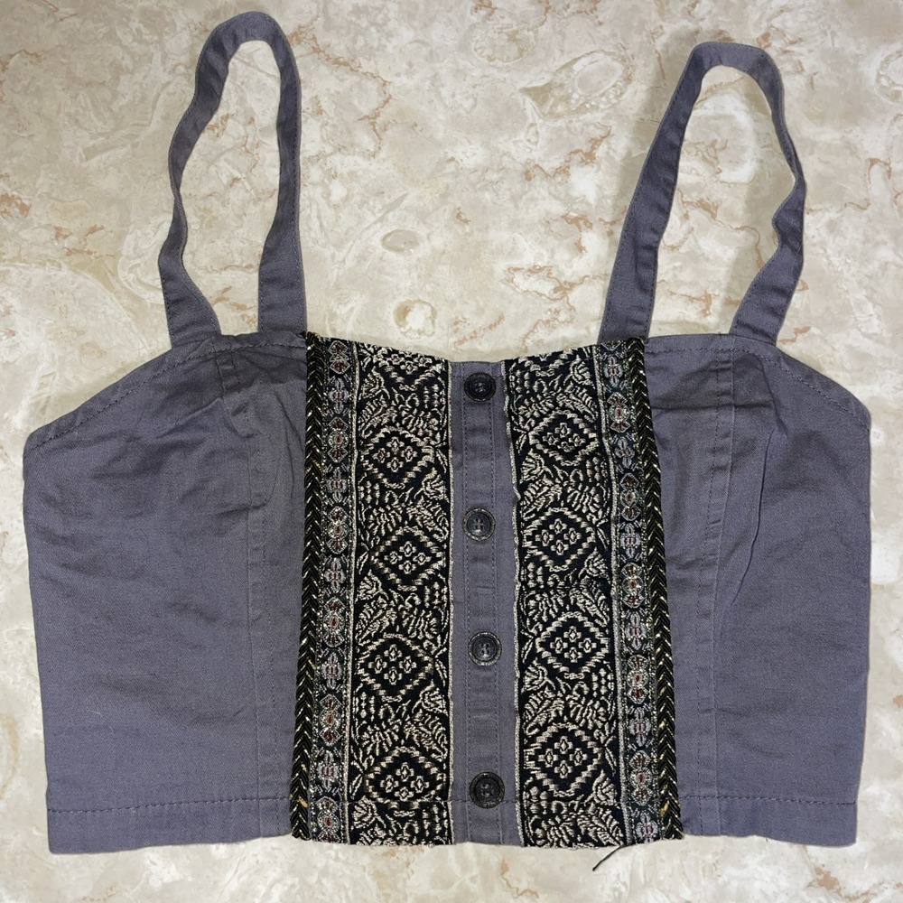 Staring at Stars Vintage Metallic Embroidered Bralette Cotton Small Madonna-esc